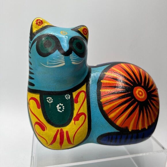 Vintage Puerto Vallarte 1990 Art Deco Cool Mexican Cat Ceramic Home Decor - Picture 2 of 13